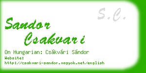 sandor csakvari business card